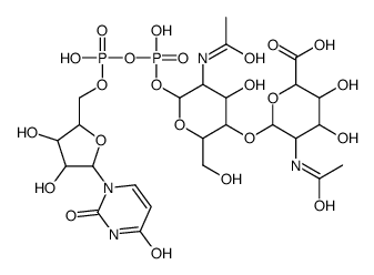 uridine 5'-(O-2-acetamido-2-deoxymannopyranuronosyl acid-(1--4)-2-acetamide-2-deoxyglucopyranosyl diphosphate)结构式