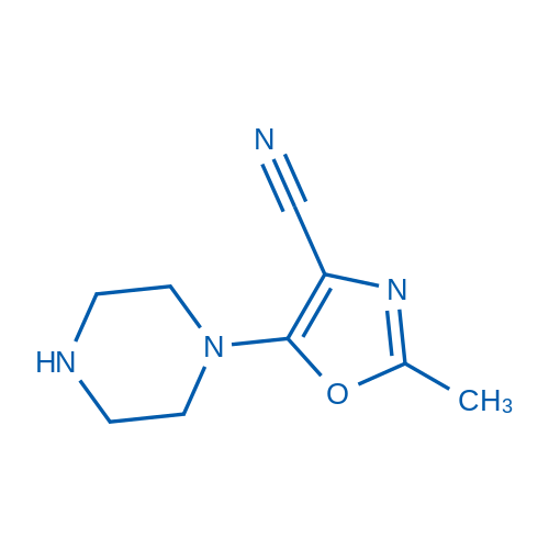 2-Methyl-5-(piperazin-1-yl)oxazole-4-carbonitrile Structure