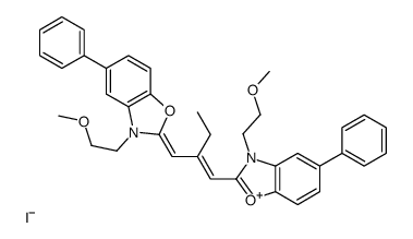 3-(2-methoxyethyl)-2-[2-[[3-(2-methoxyethyl)-5-phenyl-3H-benzoxazol-2-ylidene]methyl]but-1-enyl]-5-phenylbenzoxazolium iodide结构式