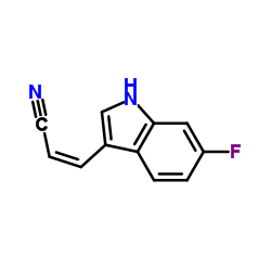 (Z)-3-(6-氟-1H-吲哚-3-基)丙烯腈结构式