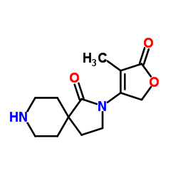 2-(4-Methyl-5-oxo-2,5-dihydro-3-furanyl)-2,8-diazaspiro[4.5]decan-1-one结构式