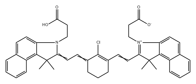 1H-Benz[e]indolium, 3-(2-carboxyethyl)-2-[2-[3-[2-[3-(2-carboxyethyl)-1,3-dihydro-1,1-dimethyl-2H-benz[e]indol-2-ylidene]ethylidene]-2-chloro-1-cyclohexen-1-yl]ethenyl]-1,1-dimethyl-, inner salt Structure