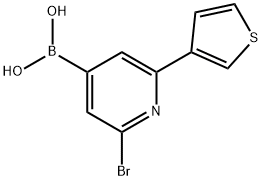 2-Bromo-6-(3-thienyl)pyridine-4-boronic acid结构式