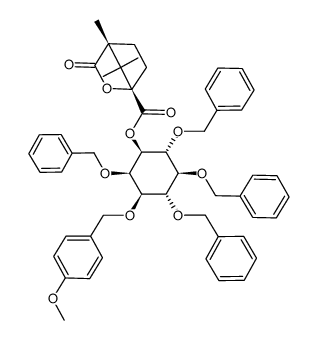 D-myo-Inositol, 3-O-(4-methoxyphenyl)methyl-2,4,5,6-tetrakis-O-(phenylmethyl)-, (1S,4R)-4,7,7-trimethyl-3-oxo-2-oxabicyclo2.2.1heptane-1-carboxylate structure