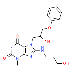 7-(2-hydroxy-3-phenoxypropyl)-8-[(3-hydroxypropyl)amino]-3-methyl-3,7-dihydro-1H-purine-2,6-dione Structure