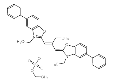 3-ethyl-2-(2-[(3-ethyl-5-phenyl-2(3h)-benzoxazolinylidene) methyl]-1-butenyl )-5-phenyl benzoxazolium ethyl sulfate结构式