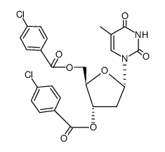 1-[O3,O5-bis-(4-chloro-benzoyl)-α-D-erythro-2-deoxy-pentofuranosyl]-5-methyl-1H-pyrimidine-2,4-dione Structure