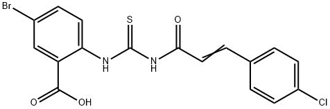 5-bromo-2-[[[[3-(4-chlorophenyl)-1-oxo-2-propenyl]amino]thioxomethyl]amino]-benzoic acid Structure