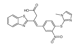 3-(1,3-benzothiazol-2-yl)-4-[4-(1-methylimidazol-2-yl)sulfanyl-3-nitrophenyl]but-3-enoic acid Structure
