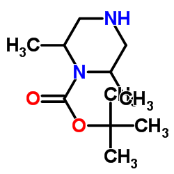 (2S,6S)-2,6-二甲基哌嗪-1-羧酸叔丁酯结构式