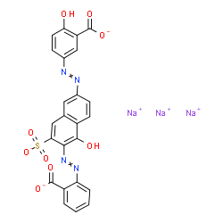 2-Hydroxy-5-[[5-hydroxy-6-[(2-sodiooxycarbonylphenyl)azo]-7-sodiosulfo-2-naphthalenyl]azo]benzoic acid sodium salt结构式