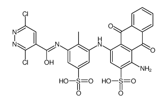 1-Amino-4-[[3-[[(3,6-dichloro-4-pyridazinyl)carbonyl]amino]-2-methyl-5-sulfophenyl]amino]-9,10-dihydro-9,10-dioxo-2-anthracenesulfonic acid structure