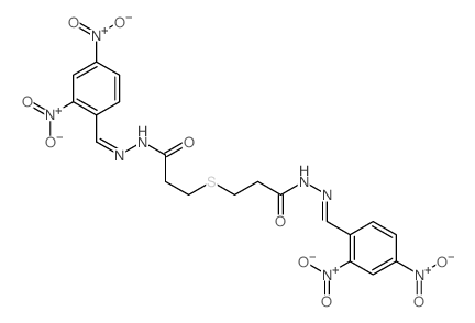 N-[(2,4-dinitrophenyl)methylideneamino]-3-[2-[[(2,4-dinitrophenyl)methylideneamino]carbamoyl]ethylsulfanyl]propanamide Structure