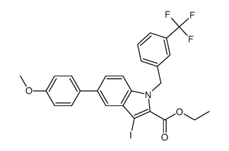 3-iodo-5-(4-methoxyphenyl)-1-[3-(trifluoromethyl)benzyl]indole-2-carboxylic acid ethyl ester Structure