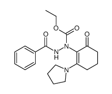 ethyl 2-benzoyl-1-(6-oxo-2-(pyrrolidin-1-yl)cyclohex-1-en-1-yl)hydrazine-1-carboxylate Structure