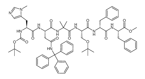 Boc-Pmh-Asn(Trt)-Aib-Ser(tBu)-D-Phe-Phe-OMe structure