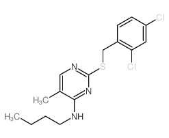 N-butyl-2-[(2,4-dichlorophenyl)methylsulfanyl]-5-methyl-pyrimidin-4-amine structure