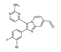 3-(2-aminopyrimidin-4-yl)-2-(3-bromo-4-fluorophenyl)imidazo[1,2-a]pyridine-7-carbaldehyde结构式