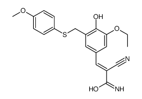 (E)-2-cyano-3-[3-ethoxy-4-hydroxy-5-[(4-methoxyphenyl)sulfanylmethyl]phenyl]prop-2-enamide结构式