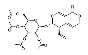 (5R-trans)-5,6-dihydro-6-[(2,3,4,6-tetra-O-acetyl-beta-D-glucopyranosyl)oxy]-5-vinyl-1H,3H-pyrano[3,4-c]pyran-1-one结构式