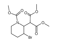 2-(3-Bromo-1-methoxycarbonyl-piperidin-2-yl)-malonic acid dimethyl ester结构式