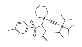 N-allyl-4-methyl-N-(1-((triisopropylsilyl)ethynyl)cyclohexyl)benzenesulfonamide结构式