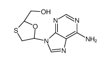 [(2S,5R)-5-(6-aminopurin-9-yl)-1,3-oxathiolan-2-yl]methanol结构式