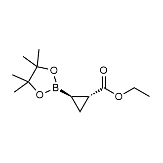 trans-ethyl-2-(4,4,5,5-tetramethyl-1,2-oxaborolan-2-yl)cyclopropane-1-carboxylate structure