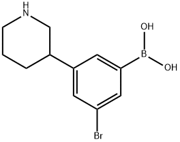 3-(Piperidin-3-yl)-5-bromophenylboronic acid structure