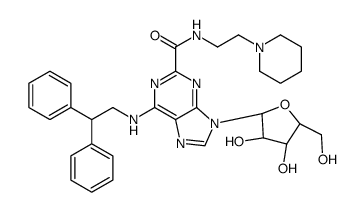9-[(2R,3R,4S,5R)-3,4-dihydroxy-5-(hydroxymethyl)oxolan-2-yl]-6-(2,2-diphenylethylamino)-N-(2-piperidin-1-ylethyl)purine-2-carboxamide结构式