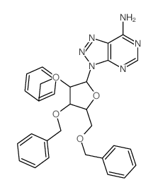 9-[3,4-bis(phenylmethoxy)-5-(phenylmethoxymethyl)oxolan-2-yl]-2,4,7,8,9-pentazabicyclo[4.3.0]nona-1,3,5,7-tetraen-5-amine Structure