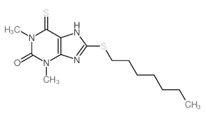 8-heptylsulfanyl-1,3-dimethyl-6-sulfanylidene-7H-purin-2-one Structure