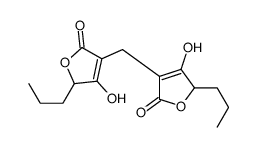 3-hydroxy-4-[(3-hydroxy-5-oxo-2-propyl-2H-furan-4-yl)methyl]-2-propyl-2H-furan-5-one结构式