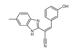 (E)-3-(3-hydroxyphenyl)-2-(6-methyl-1H-benzimidazol-2-yl)prop-2-enenitrile结构式