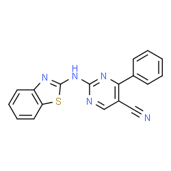 2-(1,3-benzothiazol-2-ylamino)-4-phenylpyrimidine-5-carbonitrile Structure