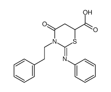 4-oxo-3-(2-phenylethyl)-2-phenylimino-1,3-thiazinane-6-carboxylic acid Structure