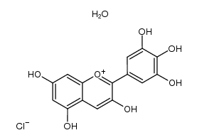 3,5,7-trihydroxy-2-(3,4,5-trihydroxy-phenyl)-chromenylium, chloride-monohydrate结构式