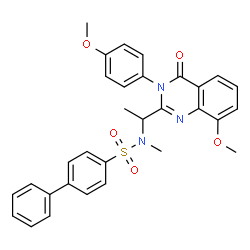 [1,1-Biphenyl]-4-sulfonamide,N-[1-[3,4-dihydro-8-methoxy-3-(4-methoxyphenyl)-4-oxo-2-quinazolinyl]ethyl]-N-methyl- Structure