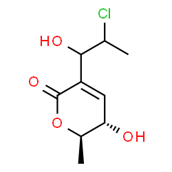 2H-Pyran-2-one, 3-(2-chloro-1-hydroxypropyl)-5,6-dihydro-5-hydroxy-6-methyl-, (5R,6S)-rel-(+)- (9CI)结构式