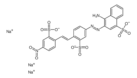 trisodium 4-amino-3-[[4-[2-(4-nitro-2-sulphonatophenyl)vinyl]-3-sulphonatophenyl]azo]naphthalene-1-sulphonate Structure