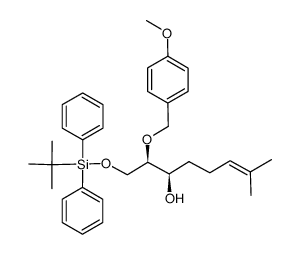 1-(tert-butyl-diphenyl-silanyloxy)-2-(4-methoxy-benzyloxy)-7-methyl-oct-6-en-3-ol结构式