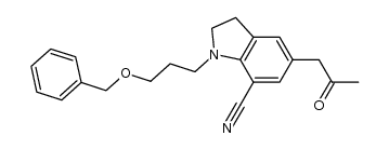 1-[3-(benzyloxy)propyl]-2,3-dihydro-5-(2-oxopropyl)-1H-indole-7-carbonitrile结构式