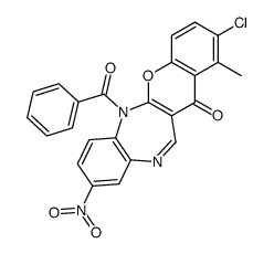6-benzoyl-2-chloro-1-methyl-9-nitrochromeno[2,3-b][1,5]benzodiazepin-13-one结构式