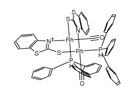 {Rh(benzothiazole-2-thiolate)(CO)(triphenylphosphine)}2结构式