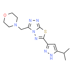 3-(morpholin-4-ylmethyl)-6-[5-(propan-2-yl)-1H-pyrazol-3-yl][1,2,4]triazolo[3,4-b][1,3,4]thiadiazole structure