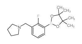 1-(2-氟-3-(4,4,5,5-四甲基-1,3,2-二氧硼杂环戊烷-2-基)苄基)吡咯烷结构式