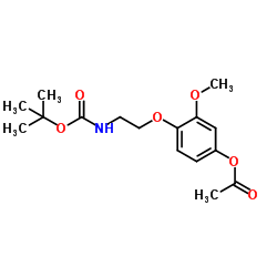 3-Methoxy-4-[2-({[(2-methyl-2-propanyl)oxy]carbonyl}amino)ethoxy]phenyl acetate结构式