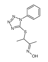 (E)-3-(1-phenyl-5(1H)-tetrazolylthio)butan-2-one oxime Structure