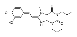 (8E)-8-[(2Z)-2-(3-hydroxy-4-oxo-1-cyclohexa-2,5-dienylidene)ethylidene ]-7-methyl-1,3-dipropyl-9H-purine-2,6-dione structure