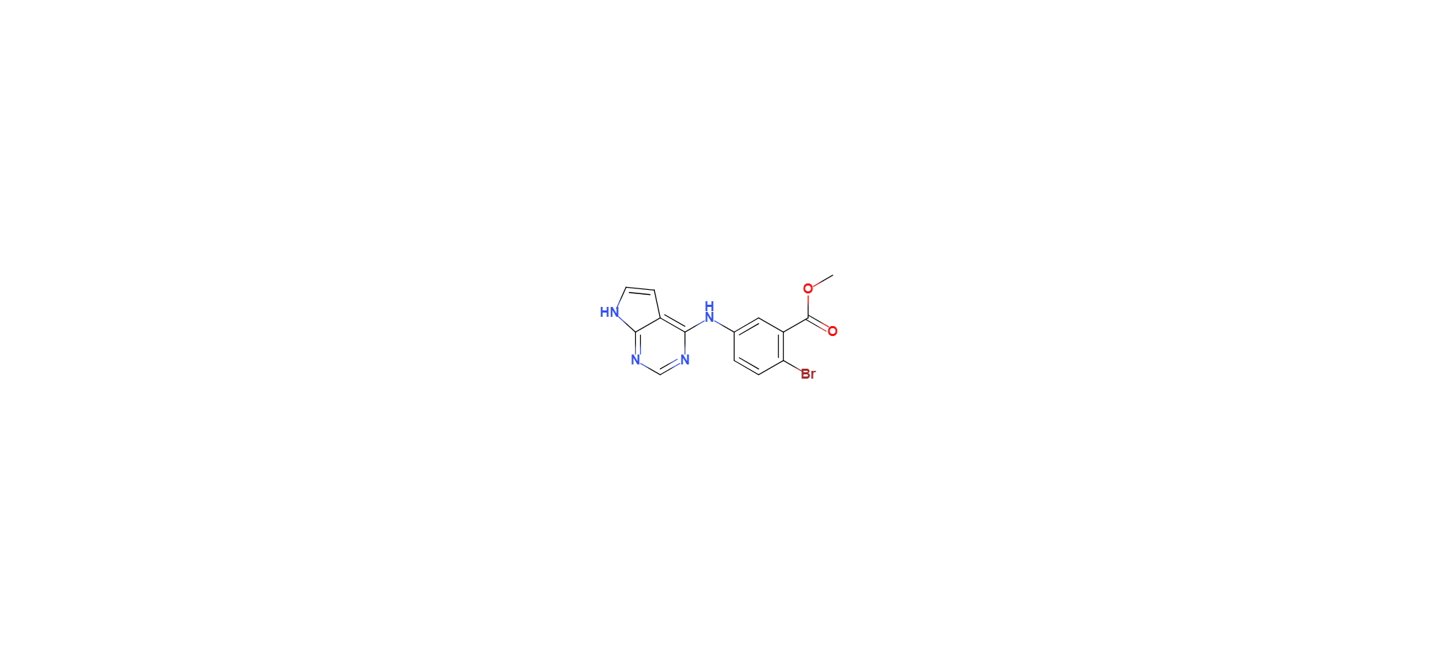 methyl 2-bromo-5-(7H-pyrrolo[2,3-d]pyrimidin-4-ylamino)benzoate结构式